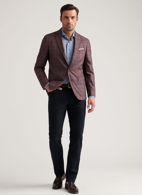 Peter Millar Claren Plaid Soft Jacket In Garnet