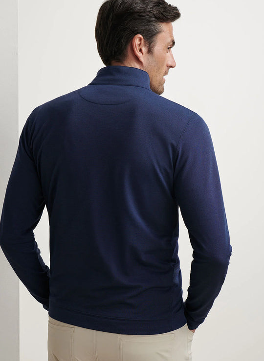 Peter Millar Albatross Cotton-Blend Piqué Quarter-Zip In Navy