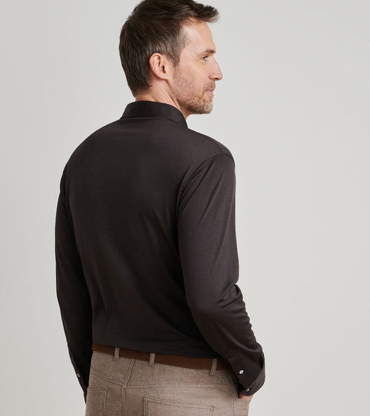 Peter Millar Lawrence Long-Sleeve Wool Polo Antique Walnut