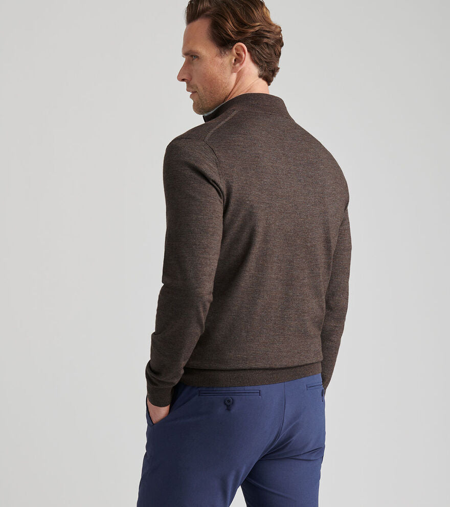 Peter Millar Excursionist Flex Quarter-Zip Sweater In Antique Walnut