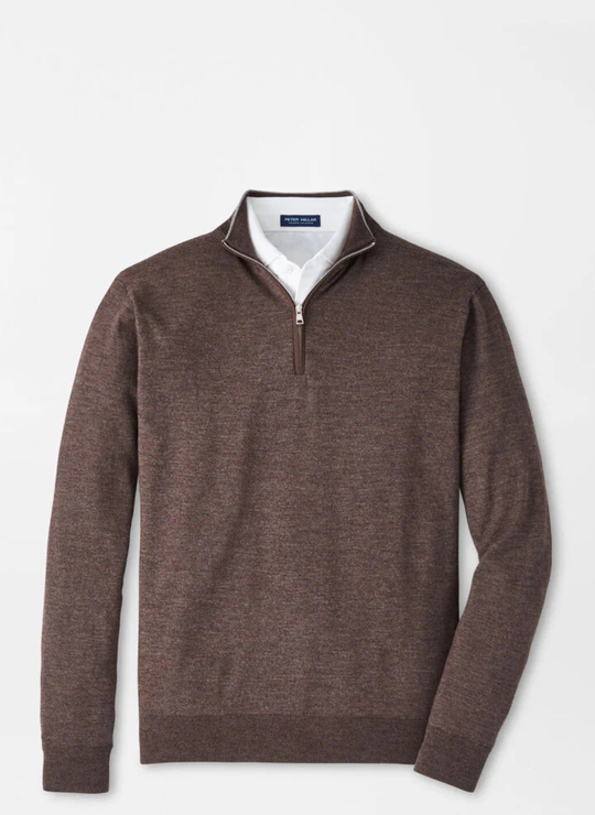 Peter Millar Excursionist Flex Quarter-Zip Sweater In Antique Walnut