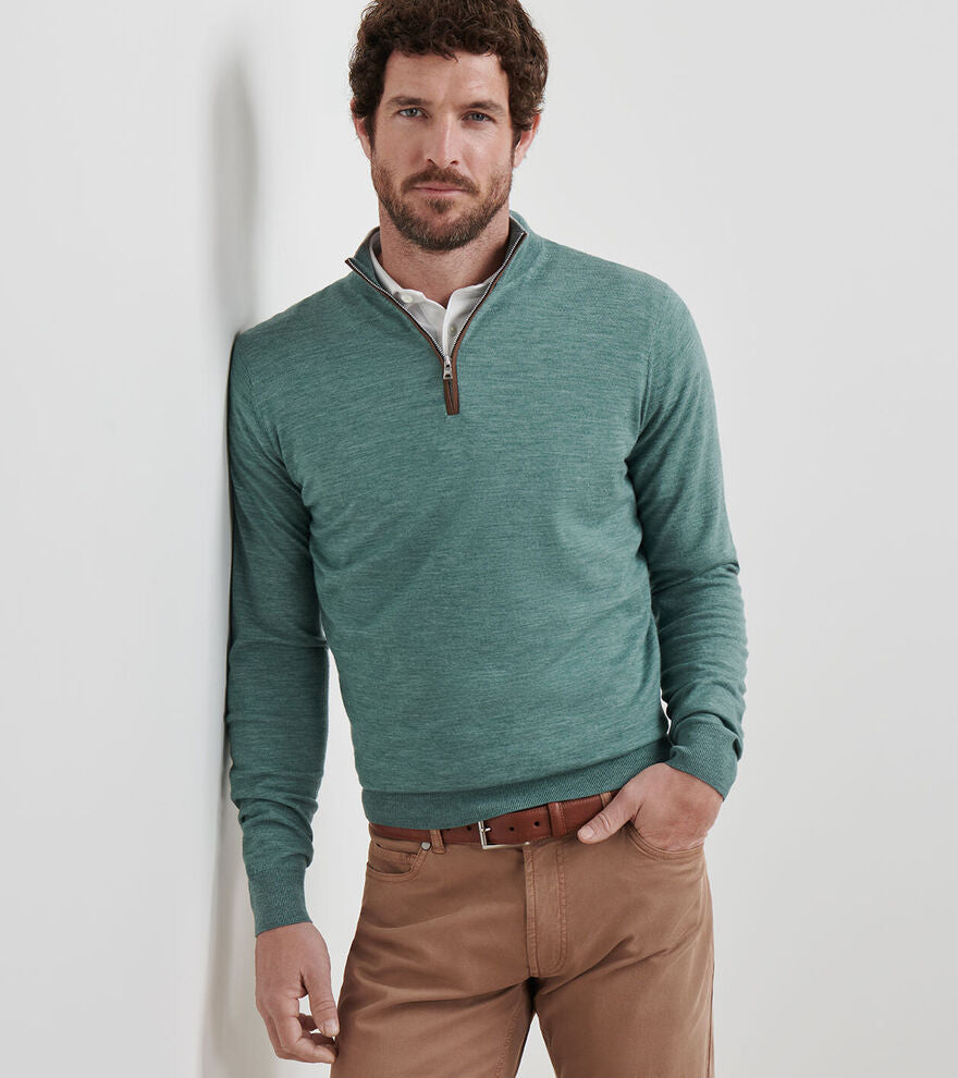Peter Millar Excursionist Flex Quarter-Zip Sweater In Sherwood