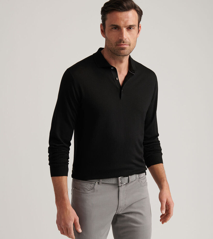 Peter Millar Dorset Sweater Polo In Black