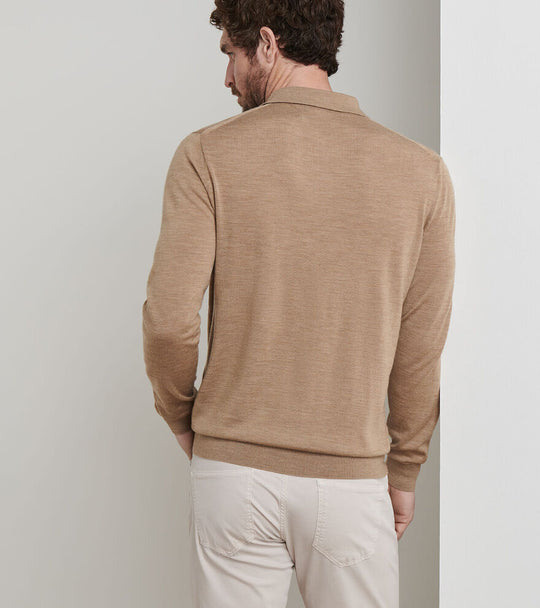 Peter Millar Dorset Sweater Polo In Camel