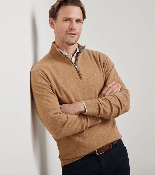 Peter Millar Artisan Crafted Cashmere Flex Quarter-Zip In Camel