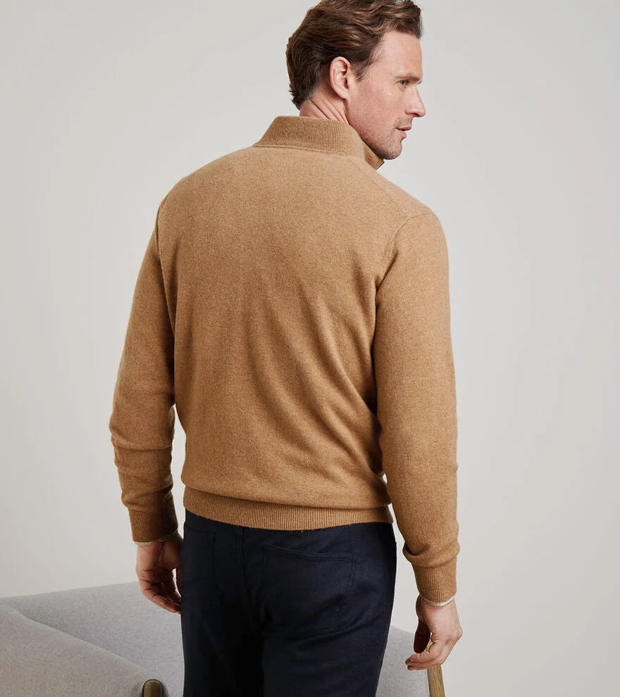 Peter Millar Artisan Crafted Cashmere Flex Quarter-Zip In Camel