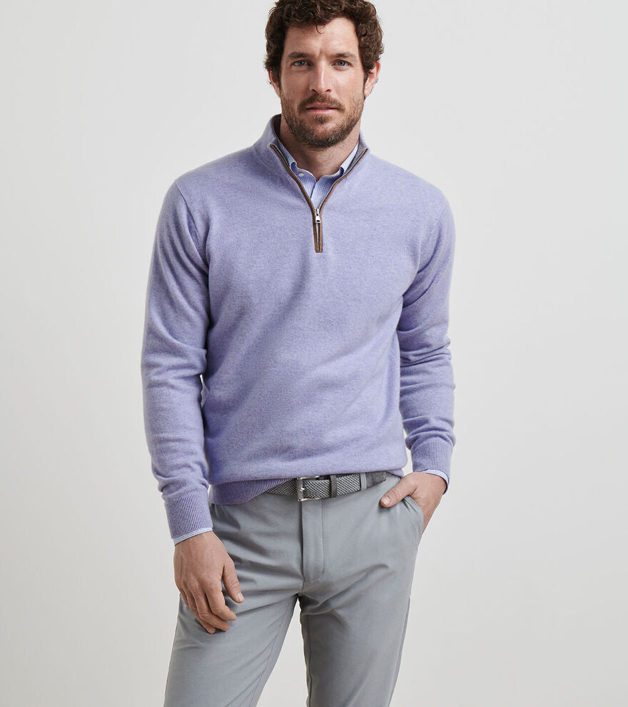 Peter Millar Artisan Crafted Cashmere Flex Quarter-Zip In Wisteria