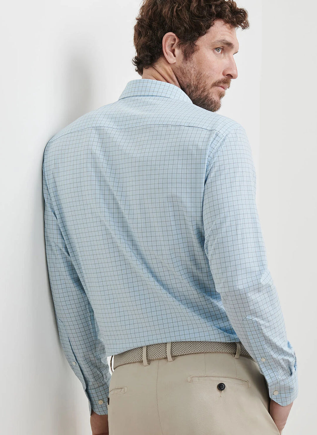 Peter Millar Bechet Performance Poplin Sport Shirt In Blue Frost