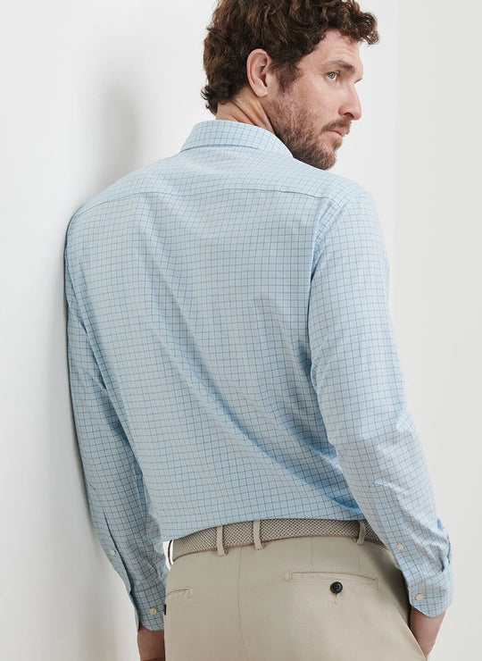 Peter Millar Bechet Performance Poplin Sport Shirt In Blue Frost