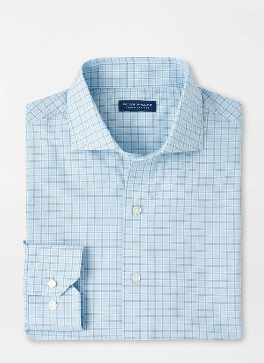 Peter Millar Bechet Performance Poplin Sport Shirt In Blue Frost