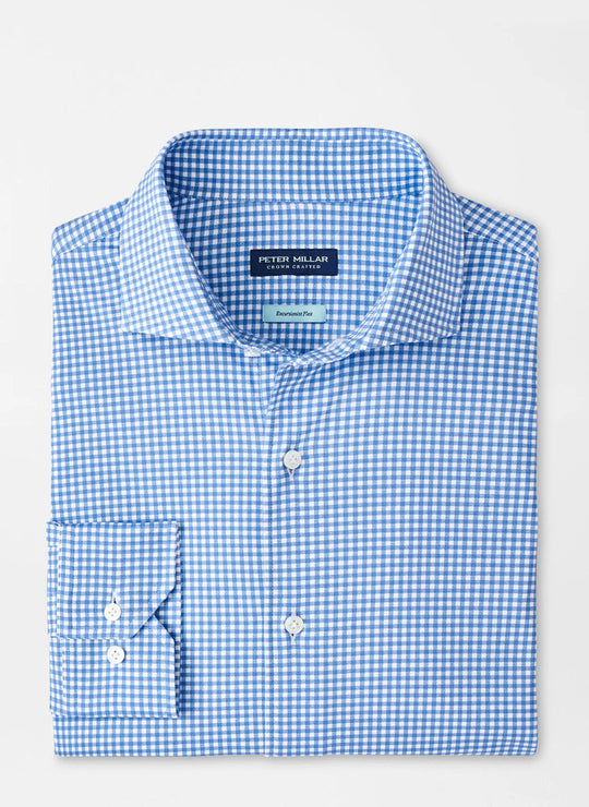 Peter Millar Excursionist Flex Gingham Sport Shirt In Rain Cloud