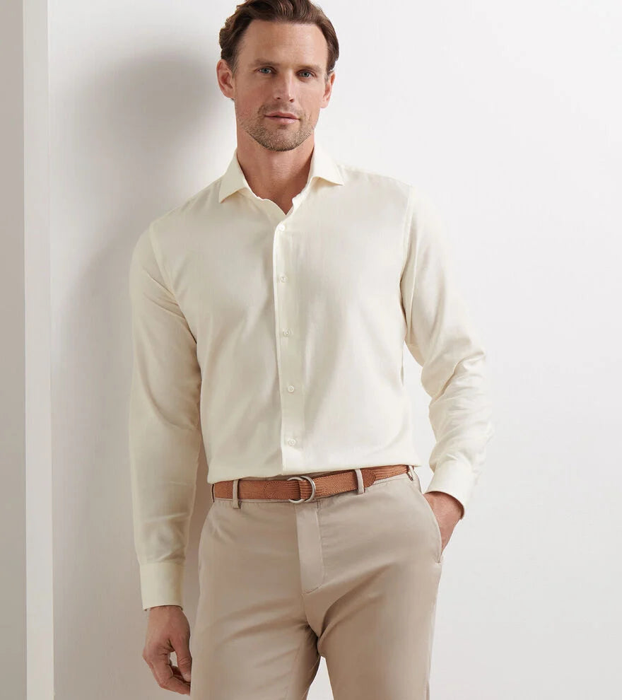 Peter Millar Amble Solid Sport Shirt In Almond