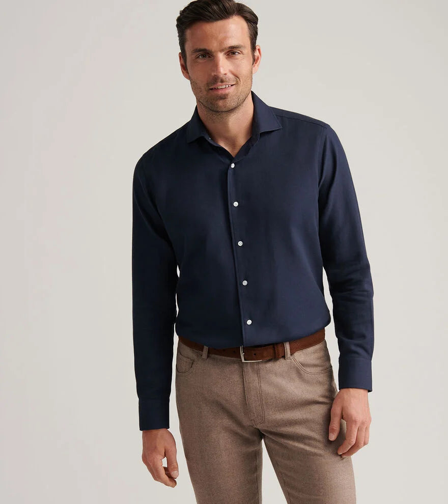 Peter Millar Amble Solid Sport Shirt In Navy