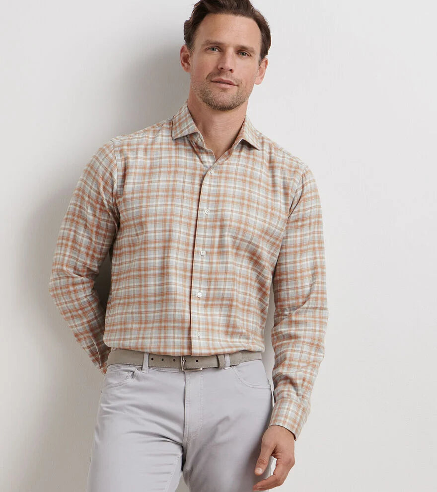 Peter Millar Varallo Italian Flannel Sport Shirt In British Grey