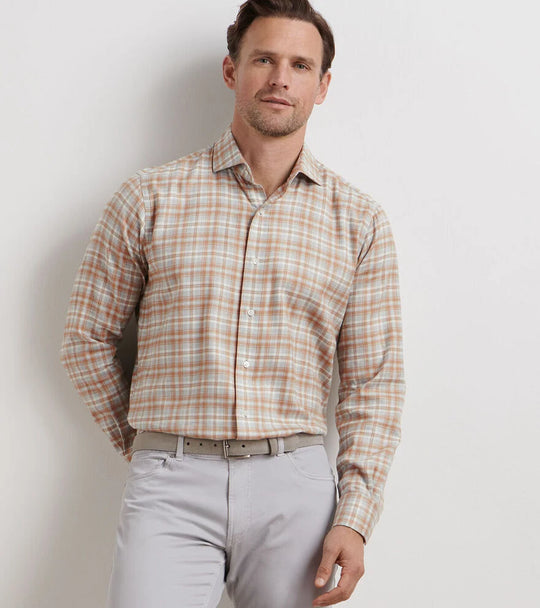 Peter Millar Varallo Italian Flannel Sport Shirt In British Grey