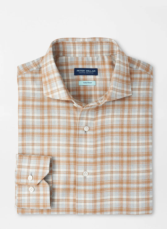Peter Millar Varallo Italian Flannel Sport Shirt In British Grey