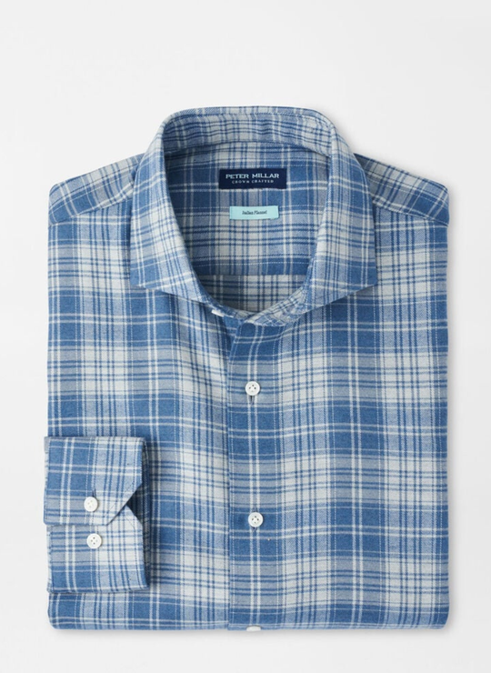 Peter Millar Riccia Italian Flannel Sport Shirt In Raincloud