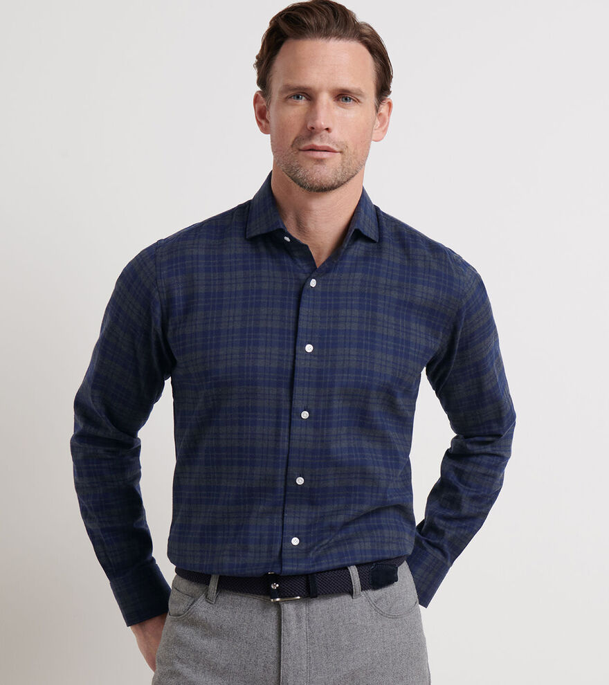 Peter Millar Trentino Italian Flannel Sport Shirt In Navy