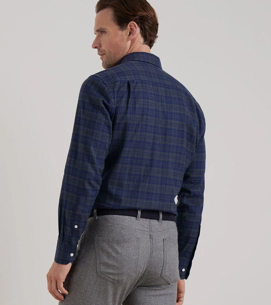 Peter Millar Trentino Italian Flannel Sport Shirt In Navy