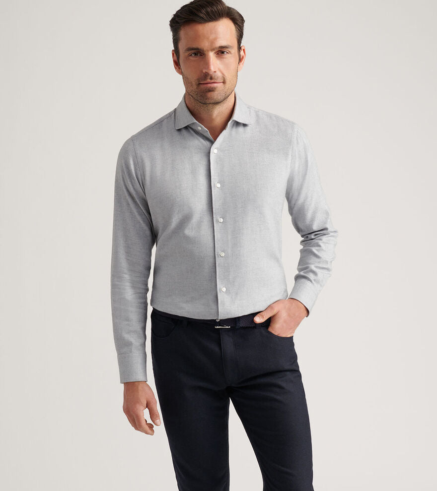 Peter Millar Brixen Italian Flannel Sport Shirt In Gale Grey