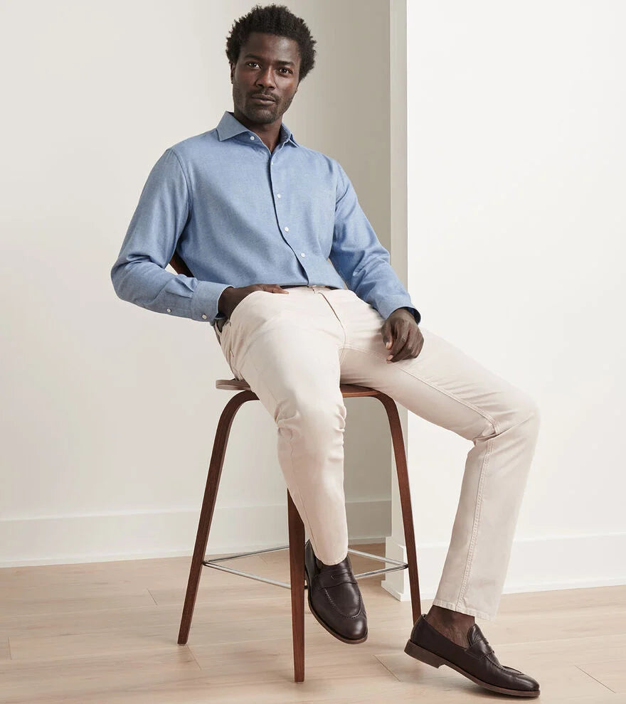 Peter Millar Brixen Italian Flannel Sport Shirt In Raincloud