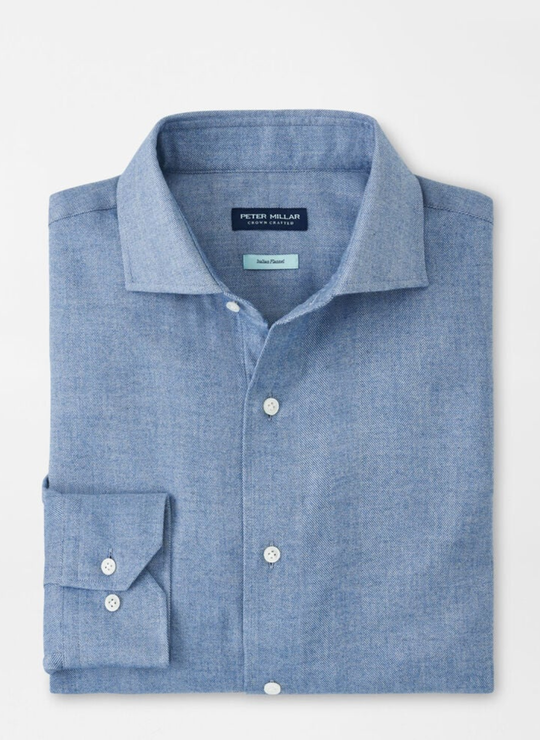 Peter Millar Brixen Italian Flannel Sport Shirt In Raincloud