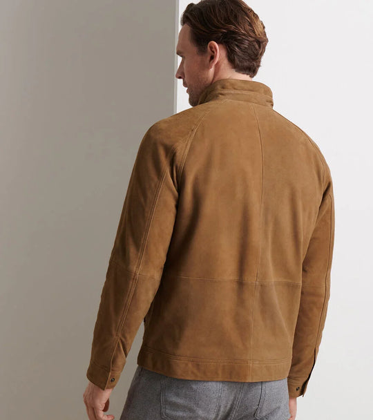 Peter  Millar Soho Suede Bomber In Saddle