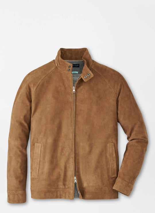 Peter  Millar Soho Suede Bomber In Saddle