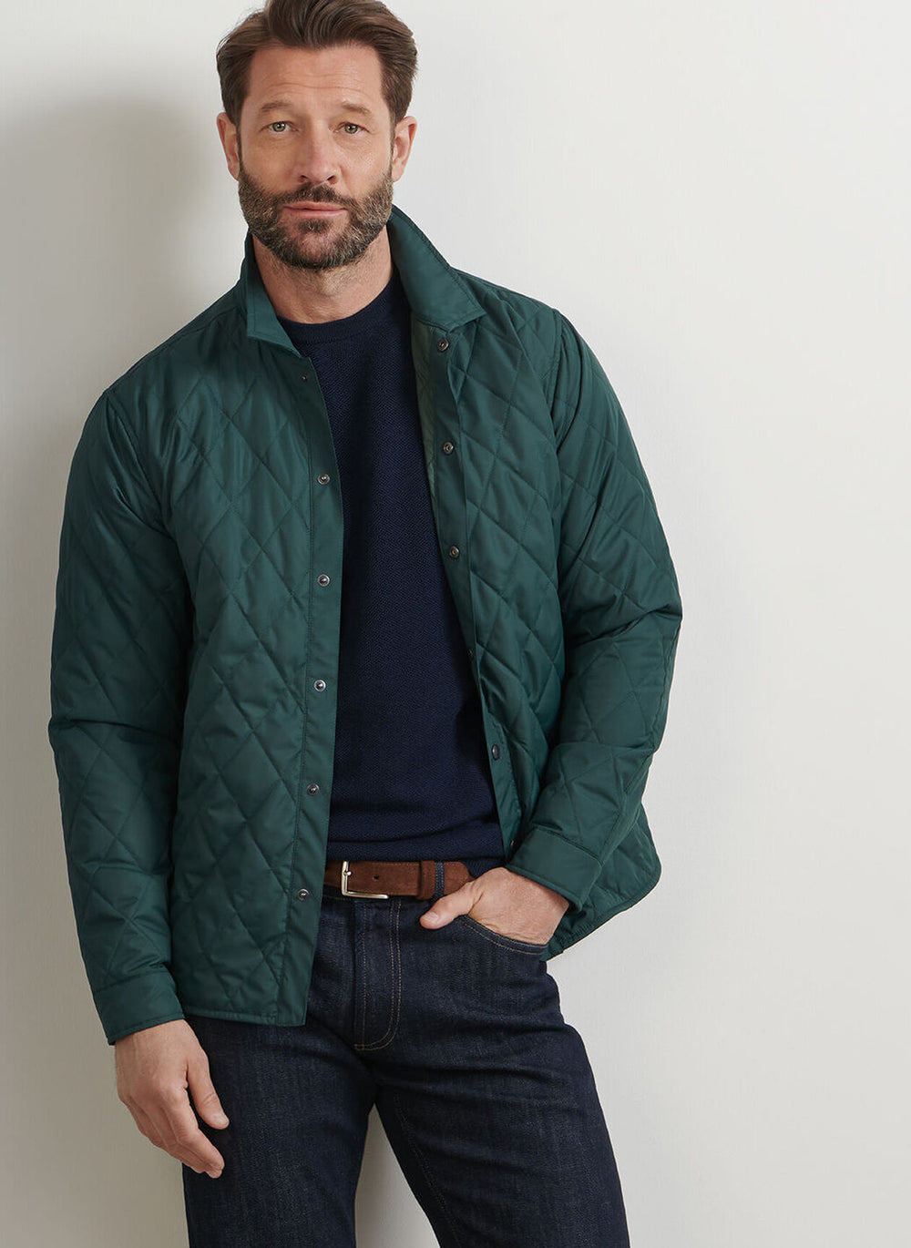Peter Millar Brighton Shirt Jacket In Deep Verdant