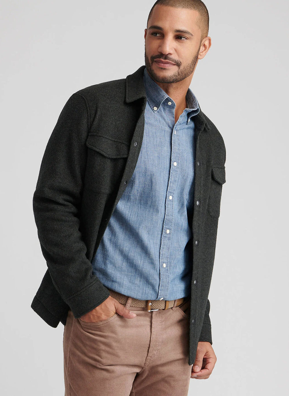Peter Millar Crown Flex Merino Shirt Jacket In Dark Olive