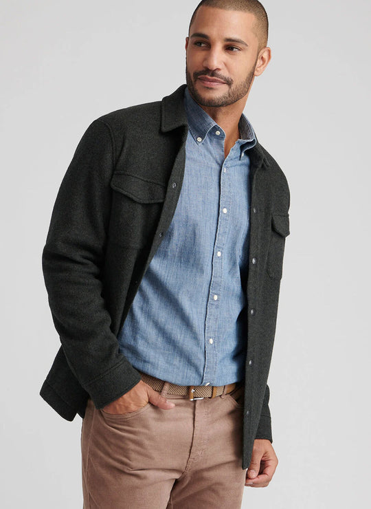Peter Millar Crown Flex Merino Shirt Jacket In Dark Olive