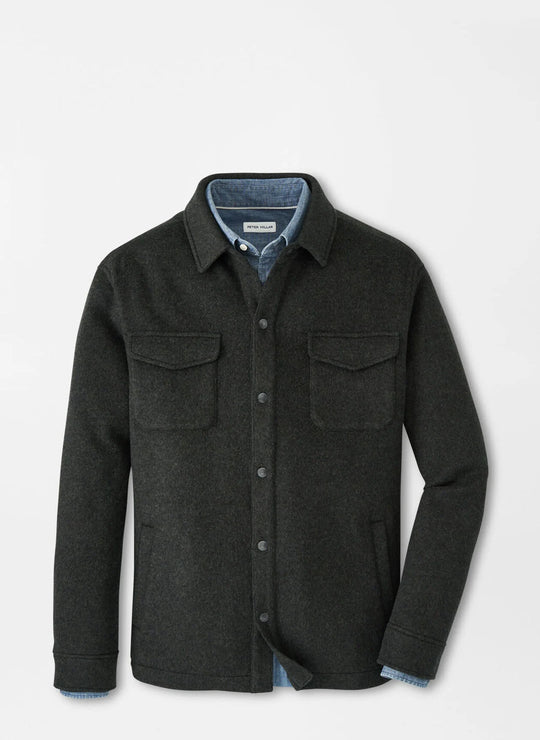 Peter Millar Crown Flex Merino Shirt Jacket In Dark Olive