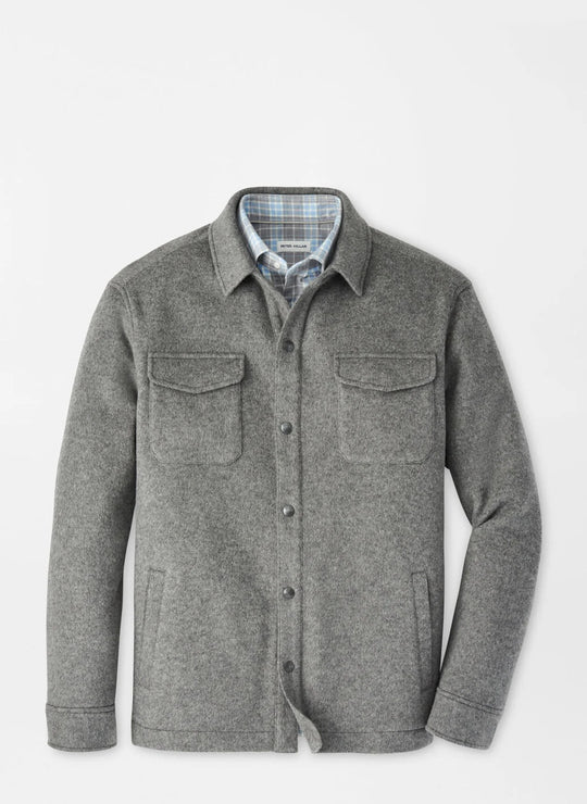 Peter Millar Crown Flex Merino Shirt Jacket In Oslo Grey