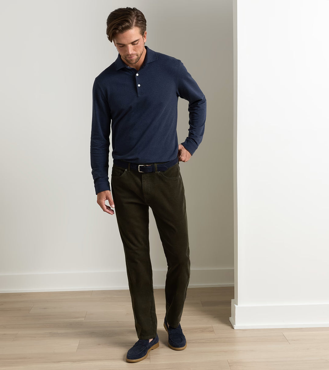 Classic Comfort Corduroy Five Pocket Pant In Olive
