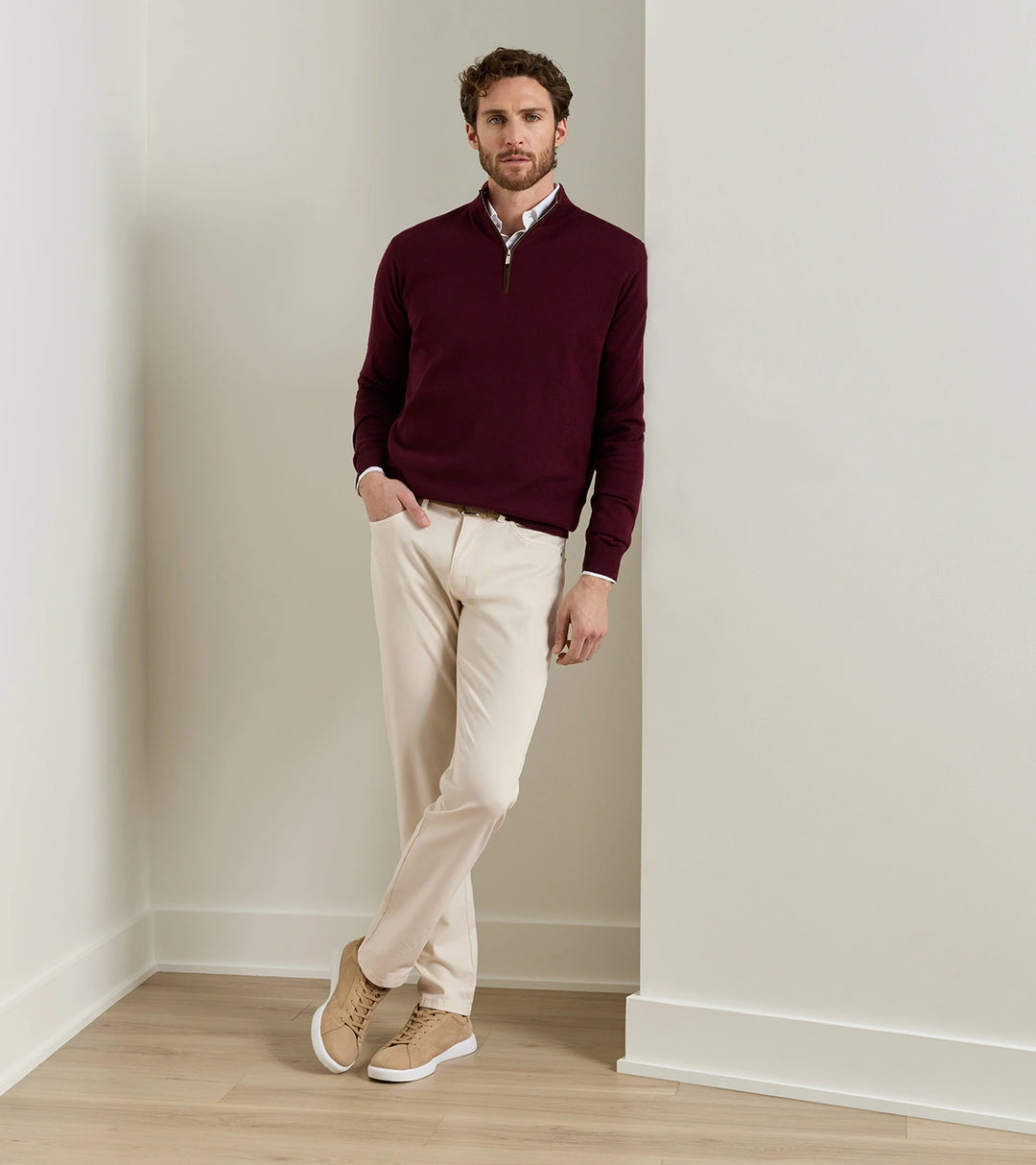 Crown Cotton Canvas Five-Pocket Pant In Stone