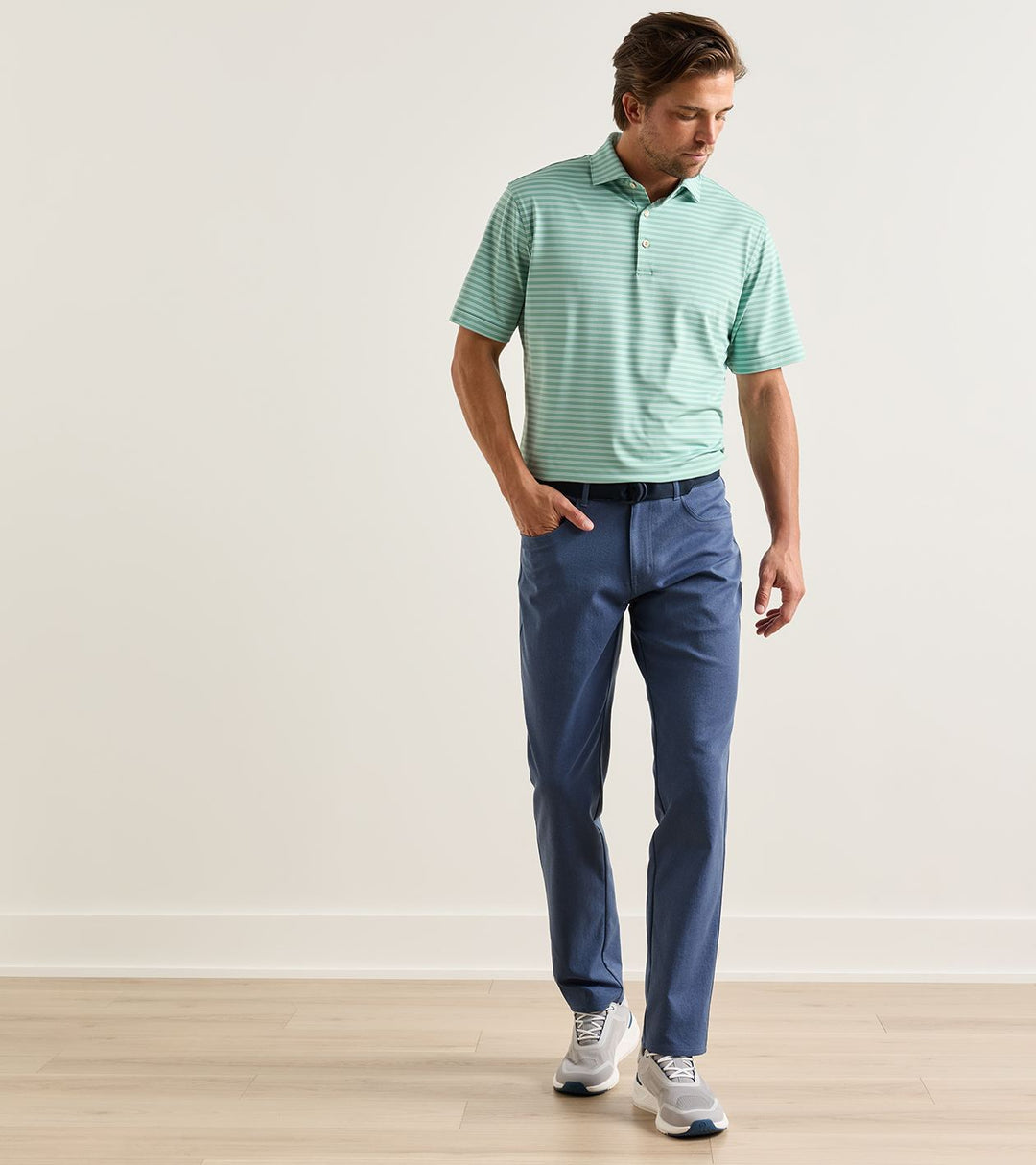 Eb66 Melange Performance Five-Pocket Pant In Soft Navy