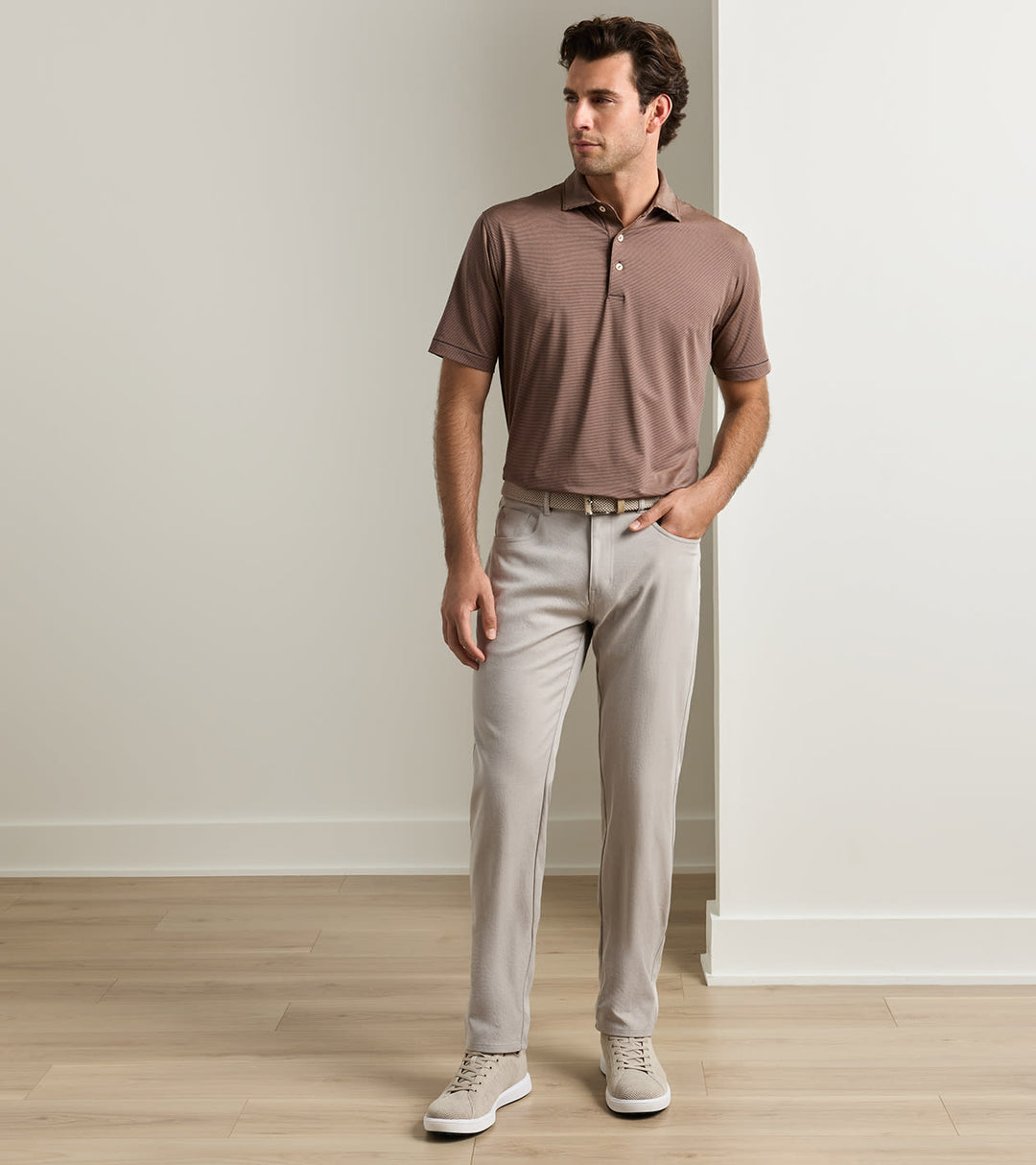 Eb66 Melange Performance Five-Pocket Pant In Sand
