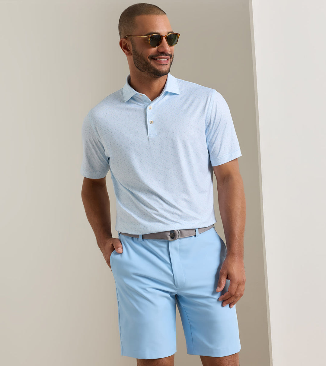 Rivington Performance Jersey Polo In Pale Blue