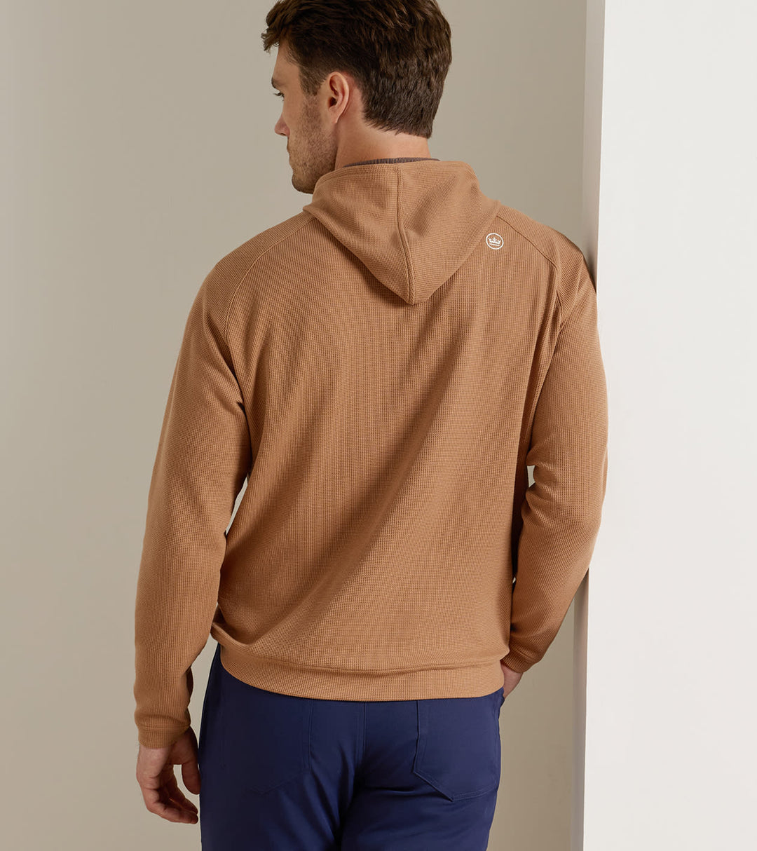 Pine Waffle Performance Hoodie In Dark Amber
