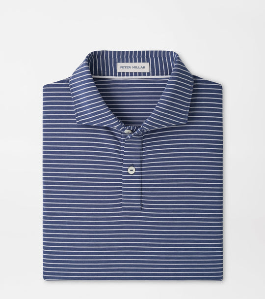 ETC Stripe Performance Jersey Polo In Bali Blue