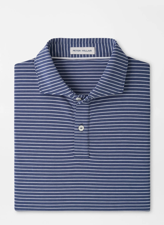 ETC Stripe Performance Jersey Polo In Bali Blue