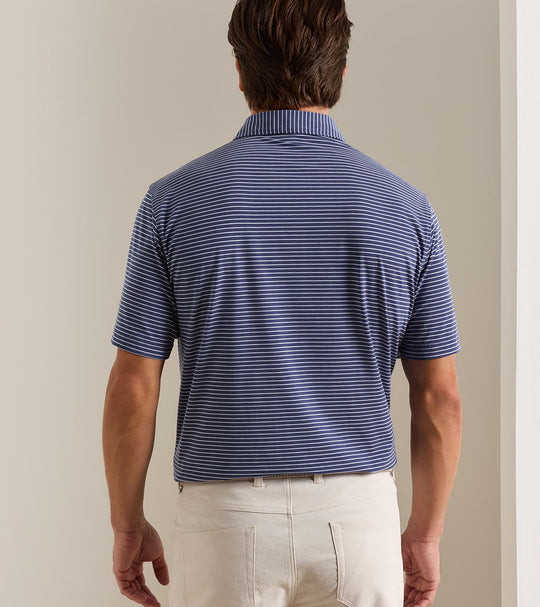ETC Stripe Performance Jersey Polo In Bali Blue