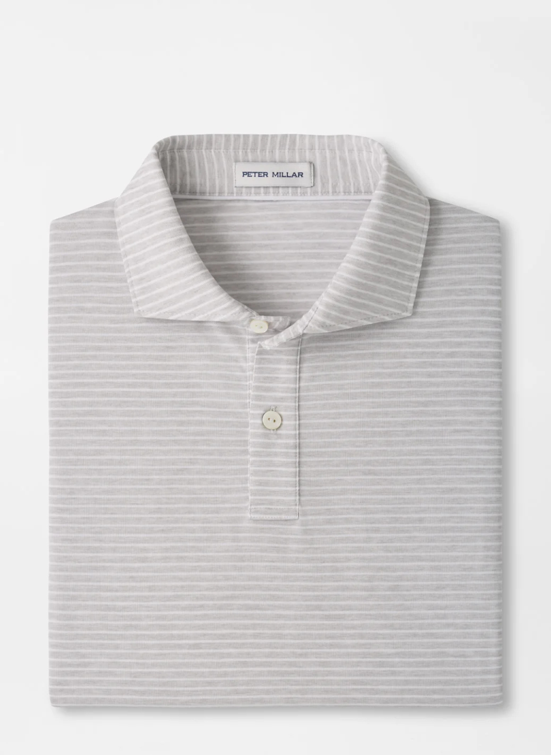 ETC Stripe Performance Jersey Polo In British Grey