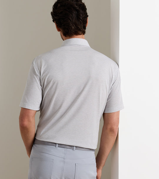 ETC Stripe Performance Jersey Polo In British Grey