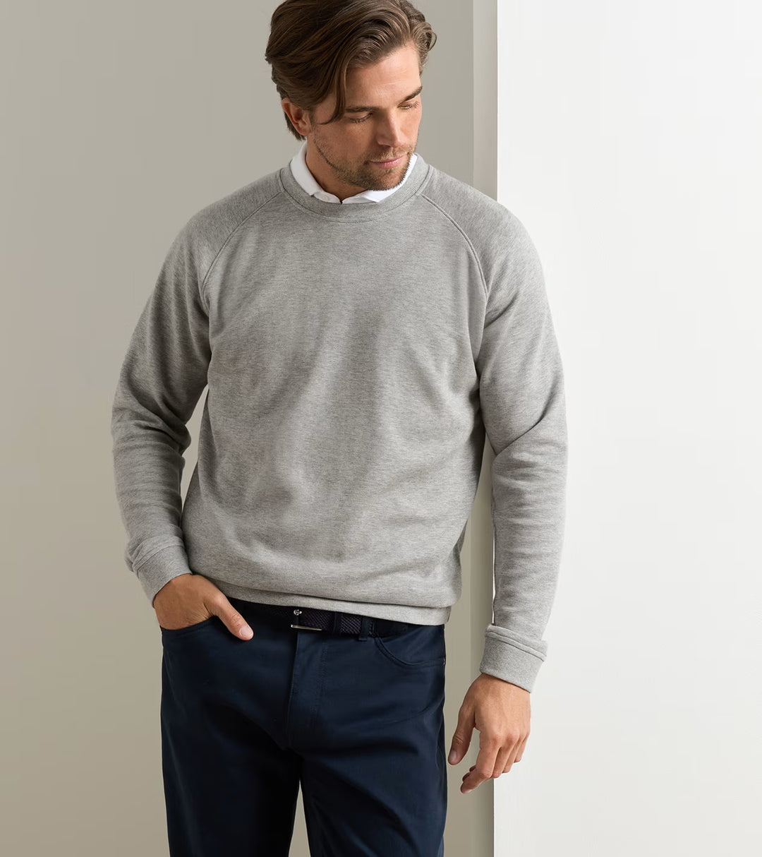 Crown Comfort Knit Crew In Light Grey