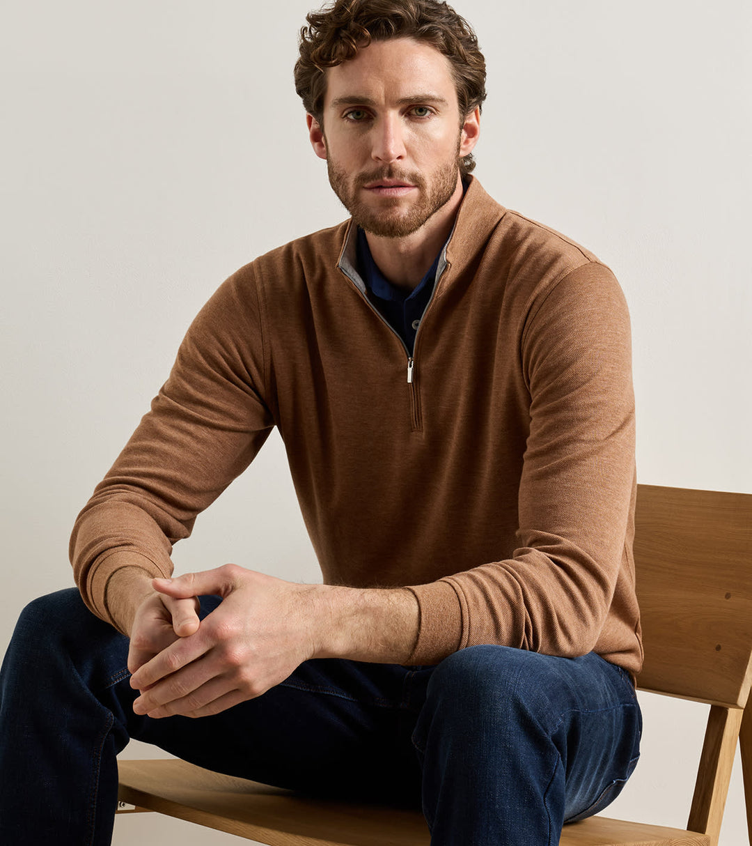 Crown Comfort Quarter-Zip Pullover In Dark Amber