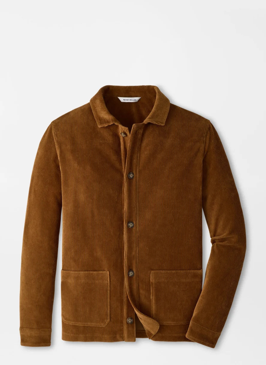 Corduroy Knit Chore Coat In Dark Amber