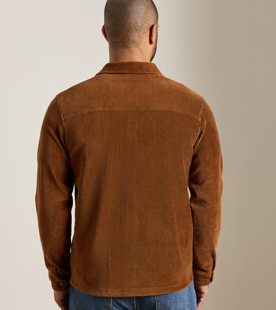 Corduroy Knit Chore Coat In Dark Amber