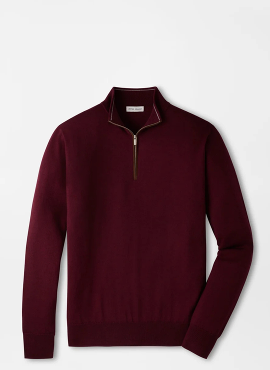 Autumn Crest Suede Trim Quarter-Zip In Bordeaux