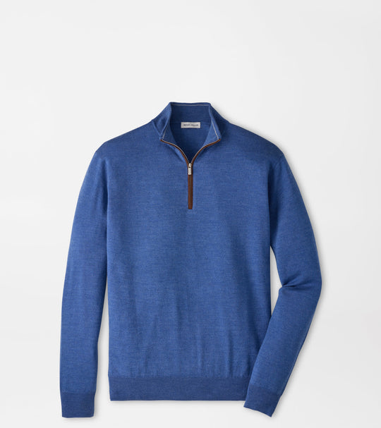 Autumn Crest Suede Trim Quarter-Zip In Crown Blue